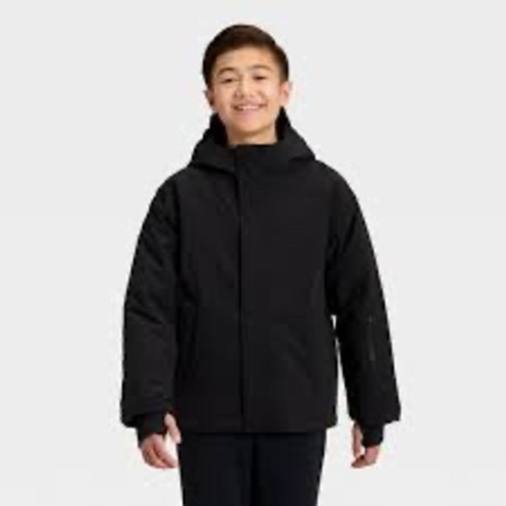 All in Motion Kids Snow Sport Waterproof Jacket Black Insulated Hooded Small S